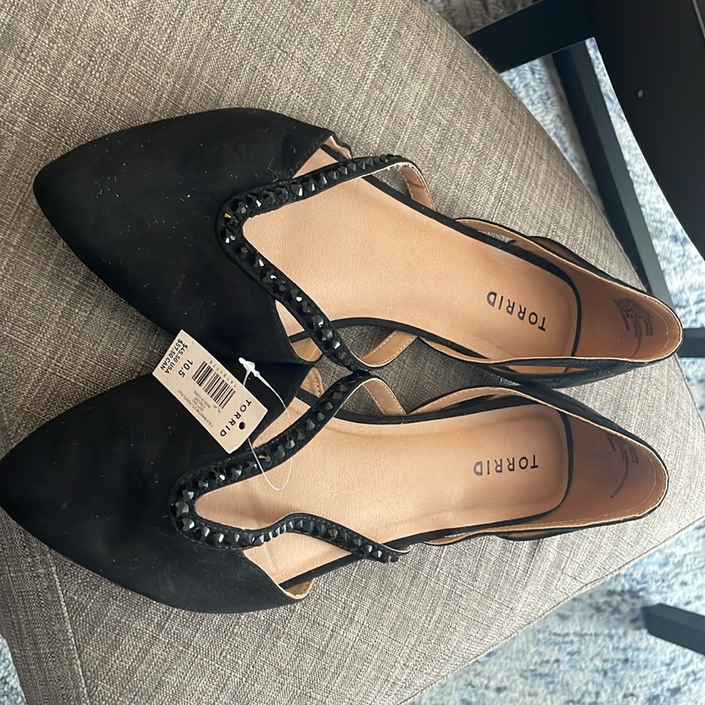 Torrid Black Rhinestone Pointed Flats
